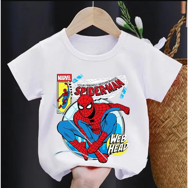 Boys and Girls 2026 Summer Children's T-shirt, Comfortable, Printed with Marvel Spider-Man Pattern