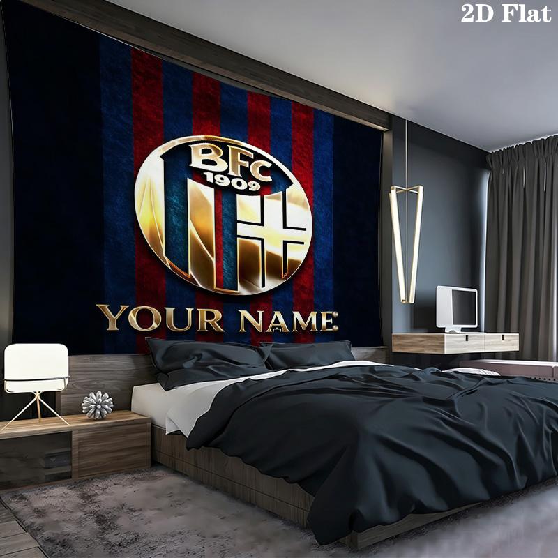 Bologna Fc Custom Name Wall Tapestry Aesthetic Wall Hanging Printed Fabric Blanket Decorative Tapestries For Bedroom Living Room Home Decor
