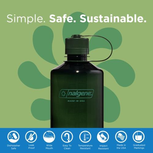 Nalgene Sustain Tritan BPA-Free Water Bottle Made with Material Derived from 50% Plastic Waste, 32 OZ, Narrow Mouth, Jade