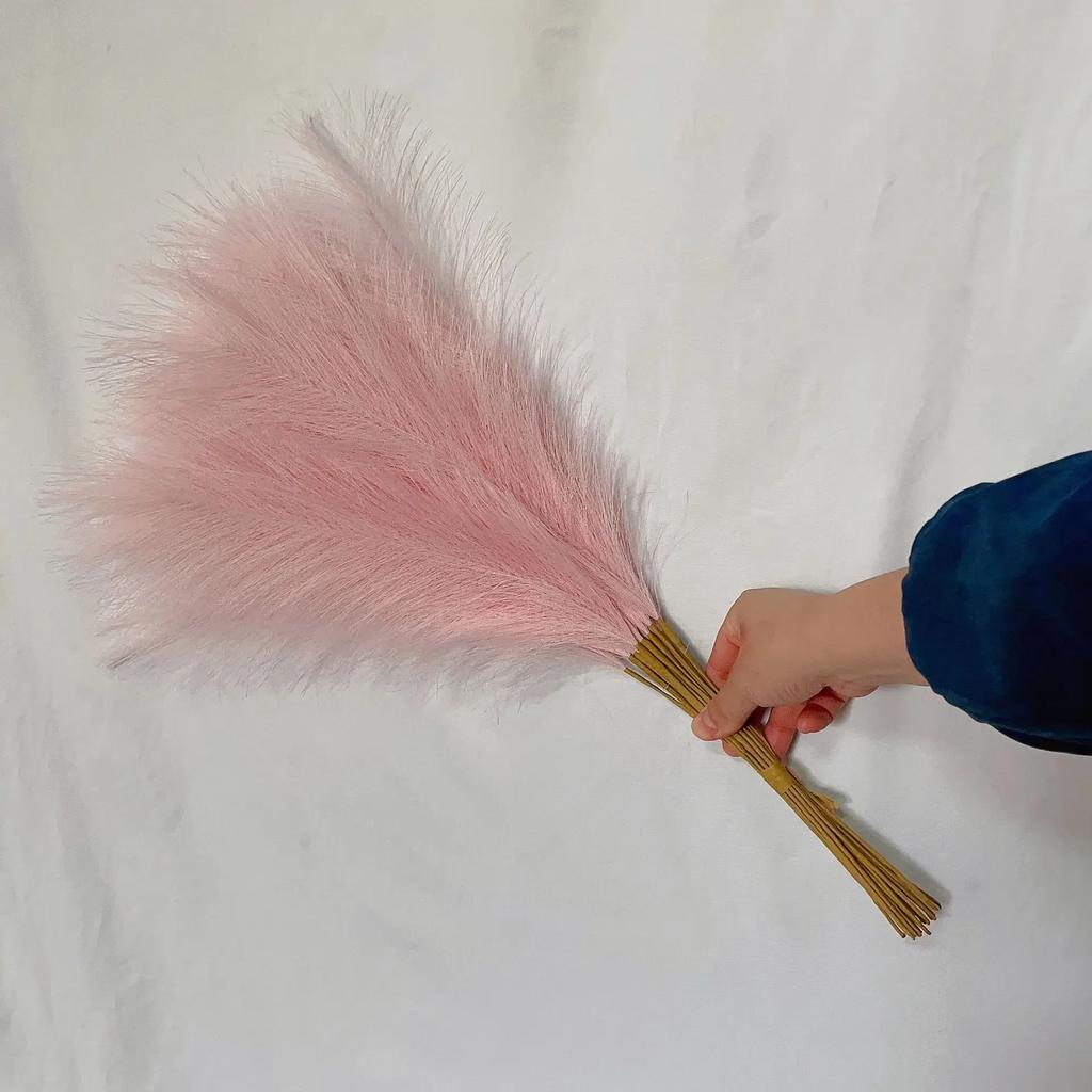 55CM 5PCS Fluffy Pampas Grass Boho Decor Flower Fake Plant Reed Simulated Wedding Party Home Decoration Artificial Flowers