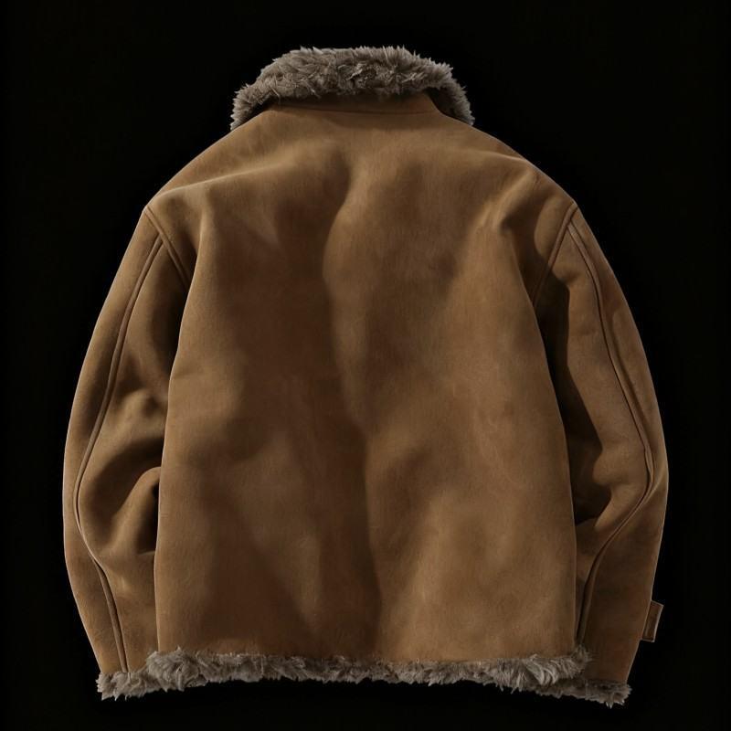 Men's High-End Lambswool Leather Motorcycle Jacket for Autumn/Winter
