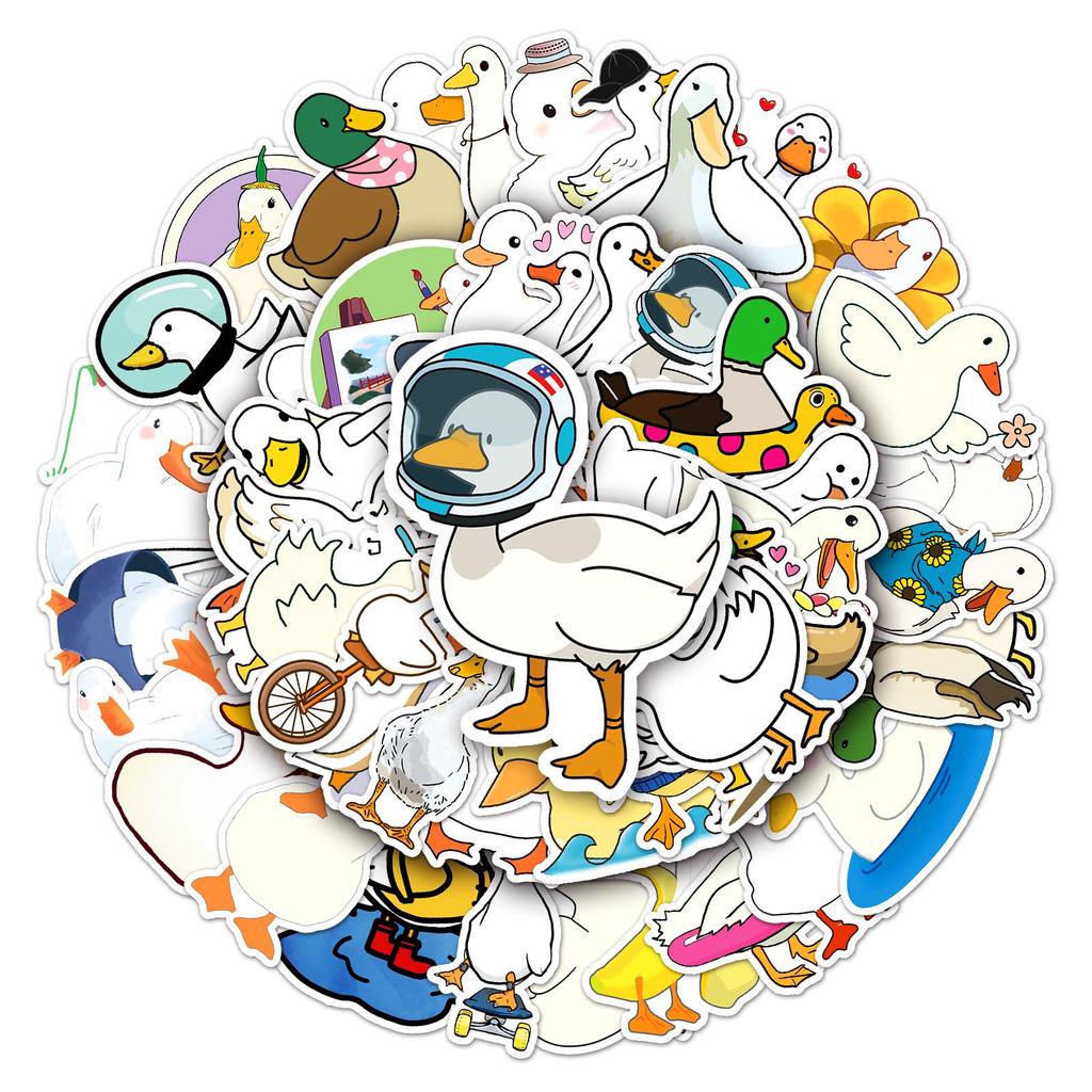 50 Waterproof Duck Graffiti Stickers: Cartoon Animals for Kids' DIY Phone Cases & Suitcases