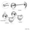 LUXUSTEEL New Fashion Women's Stainless Steel Geometric Steel Ball Screw Plug Heart-Shaped Earring Steel Color Jewelry Gift