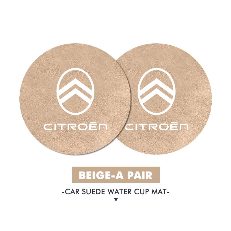 BYMF1 2pcs Car Coaster Water Cup Slot Non-Slip Mat Drink Holder Pad For Citroen C4 C3 C5 C1 C2 C6 VTS C4L DS3 DS4 DS5 Grand Berlingo
