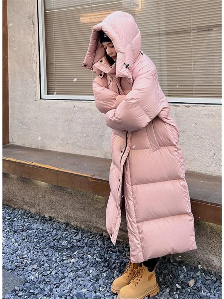 Warm Winter Pink Hooded Long Women Parkas Chaqueta Thick Cotton Padded Windproof Parcas Overcoat Casual Loose Snow Wear Jaquetas