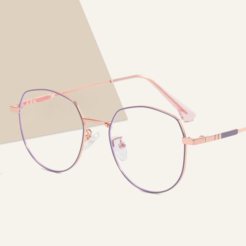 Square round frame anti-blue light glasses metal frame fashionable personalized glasses frame casual plain myopia ultra-light glasses