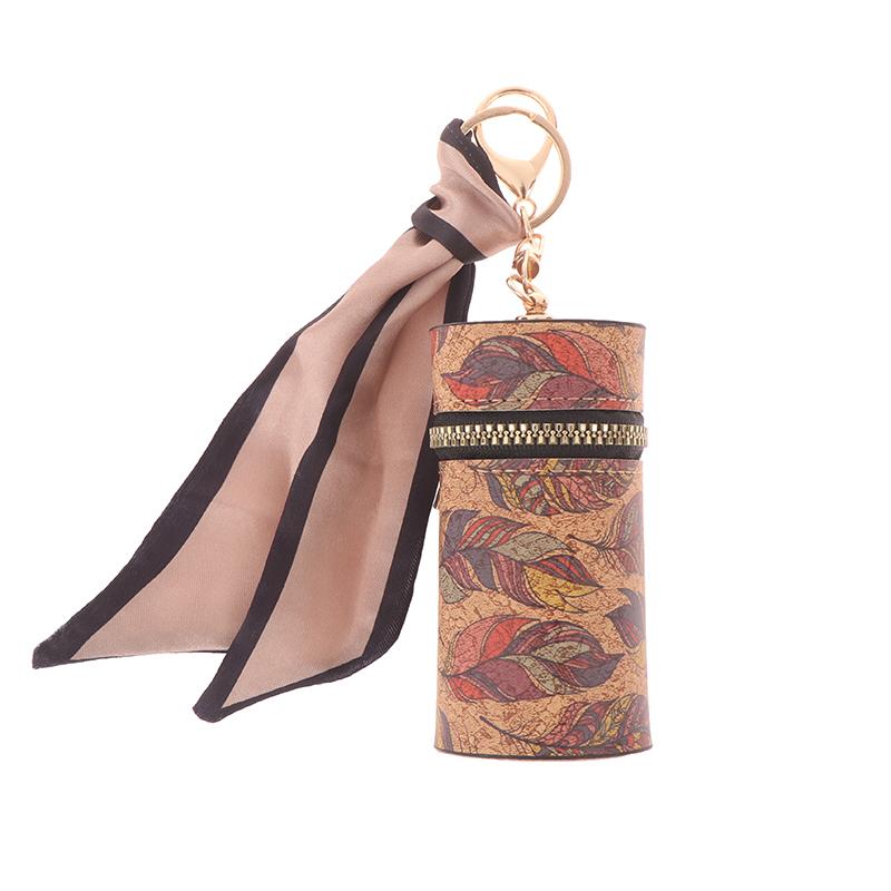 Retro Wood Grain Bucket Coin Purse Fashion Lipstick Bag Mini Storage Bag Earphone Bags Keyring Pendant For Women Girls Gift