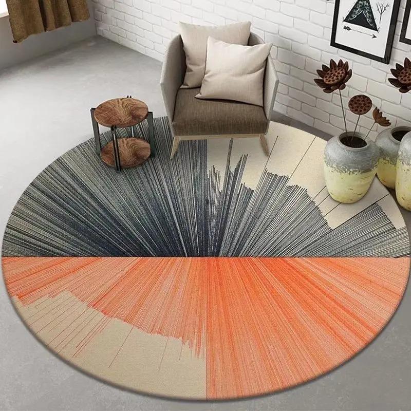 Abstract Art Round Rug Living Room Sofa Bedroom Decorative Carpet Computer Chair Floor Mat Non-Slip