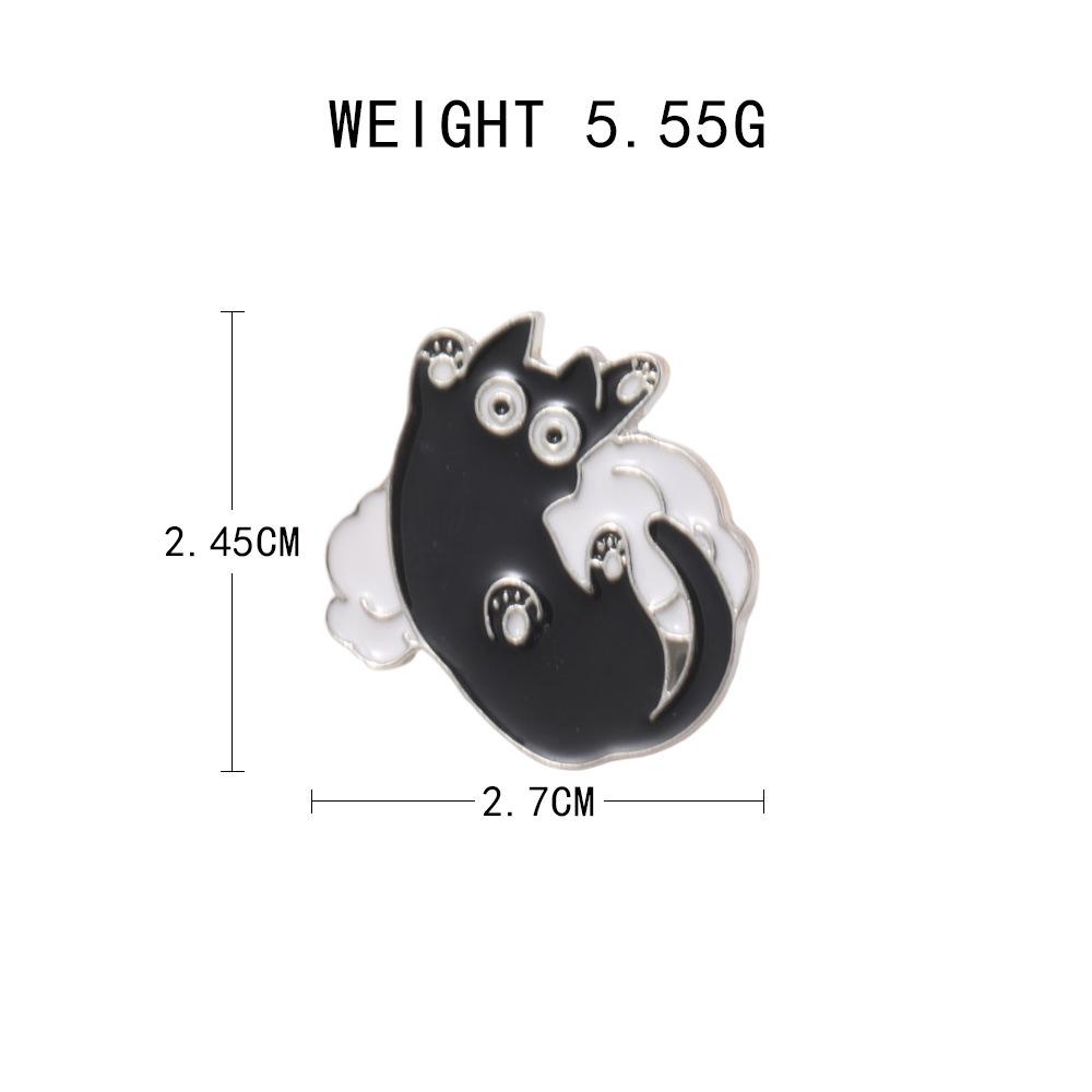 Cute Cartoon Black Kitten Cloud Alloy Brooch