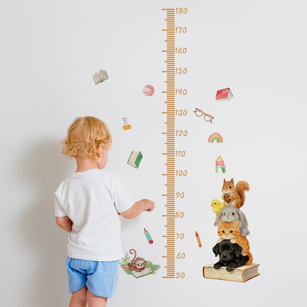 Height Measuring Wall ers with Cartoon Animals PVC Self Decals for Childs Room Living Room Decor 60 30cm Set of 2