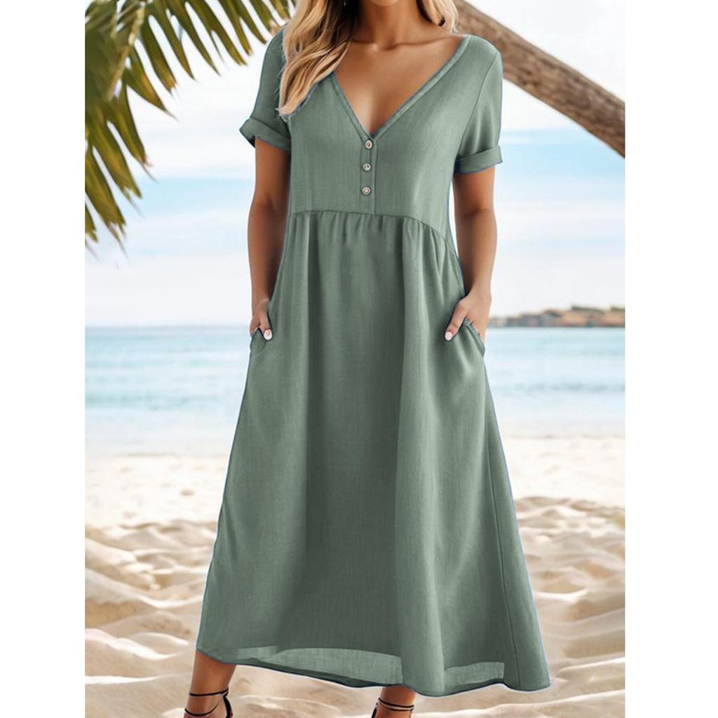 Damesommerkjoler Avslappet sommerkjole med firkantet hals Løse, flagrende korte tankkjoler