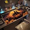Halloween Spukhaus Riesiger Mond Kürbisse Zaun Extra Großes Gaming-Mauspad Rutschfeste Gummiunterseite Schreibtischmatte Für Gruseligen Stil