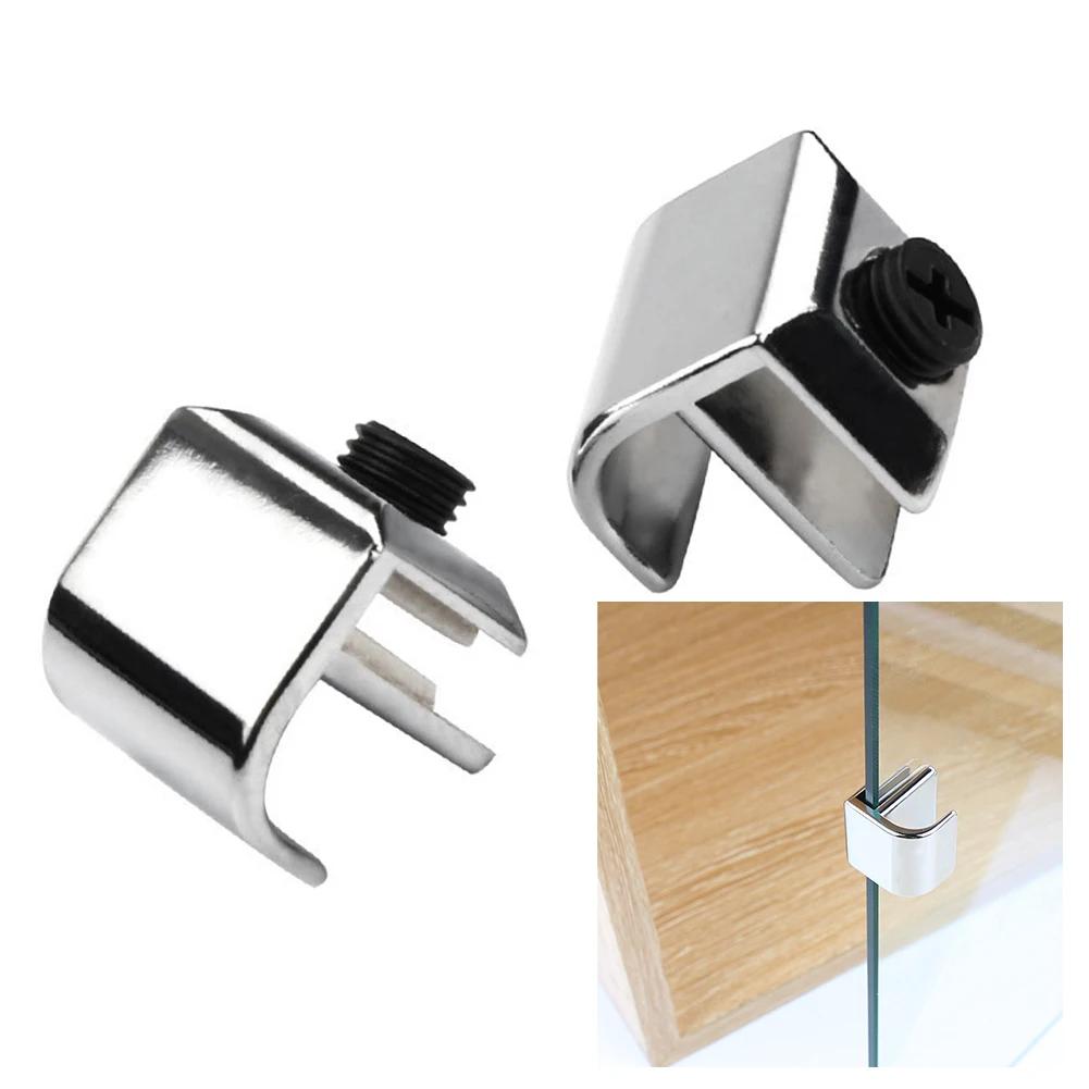 Glass Door Handle Showcase Cabinet Drawer Pull Knob No Drilling Glass Door Handle Clamp Clips Furniture Hardware For Glass 3-6mm