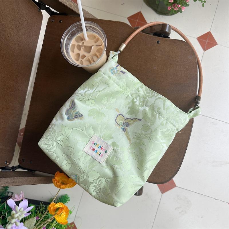 4 Jacquard Butterfly Handbag Bag Cowhide Shoulder Strap Retro Underarm Shoulder Bag Premium Sense Hand Carry Small Square Bag
