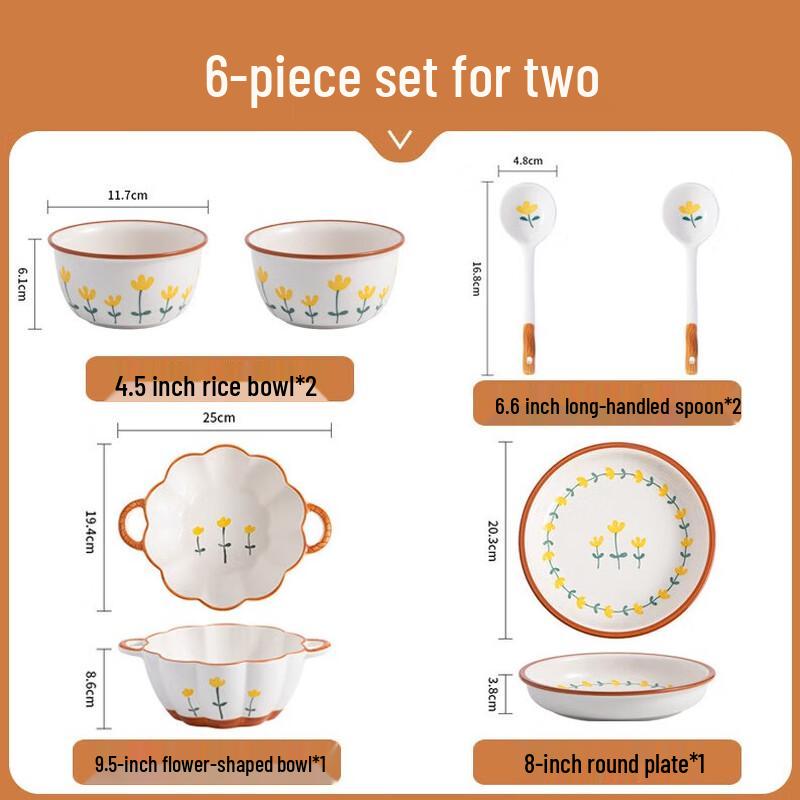 Underglaze Ceramic Bowl & Chopsticks Set 6-piece Set