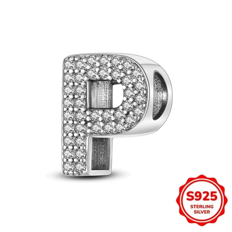 Trendy Fashion Classic 26 Alphabet Letters Charm Bead Components Bead Components Authentic Original Retro Zircon Copper Metal Designed For Women