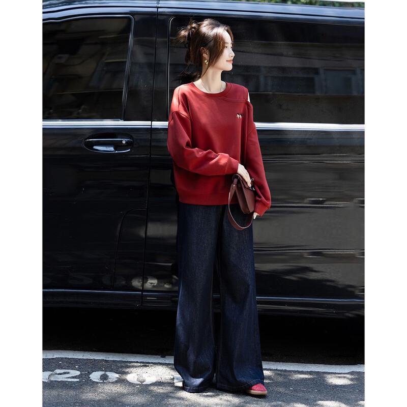 Demana Women's Autumn Relaxed Fit Embroidered Sweatshirt