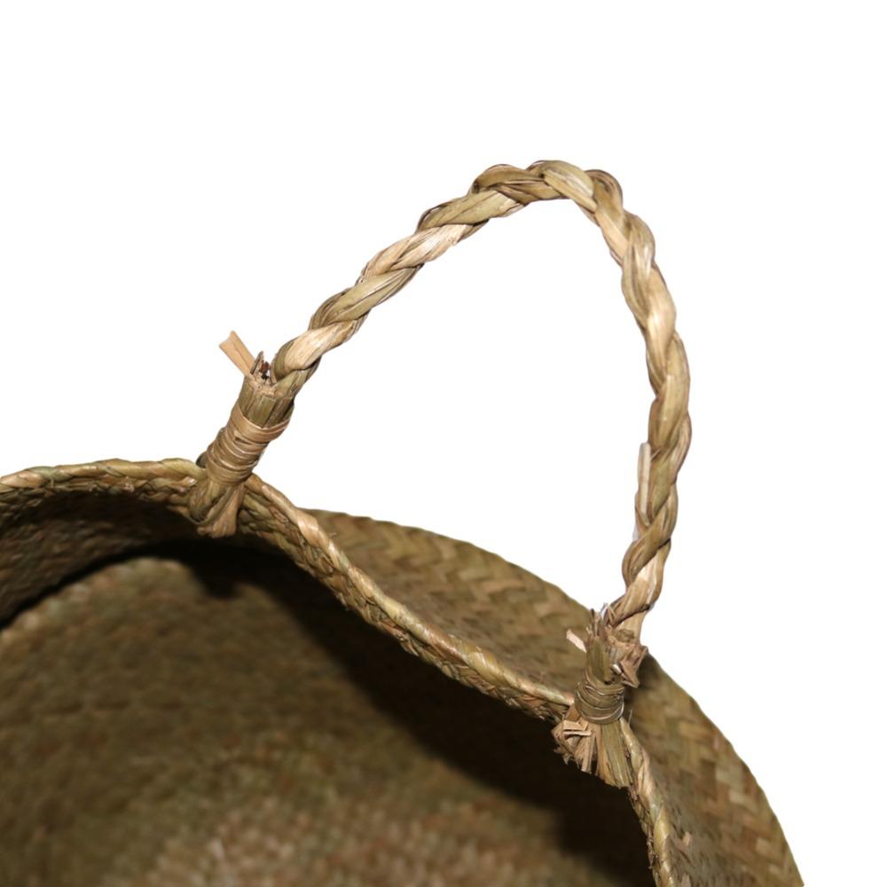 Seaweed Woven Flower Basket Woven Belly Basket Woven Basket Storage Basin Belly Basket Storage Flower Pot Basket