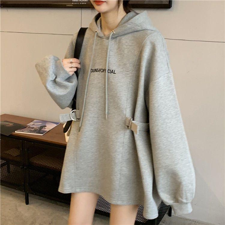 Women Letter Embroidery Casual Hoodies Sweatshirts Female Spring Loose Korean Tops Hooded Sweatshirts