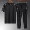 Summer Casual Men's Plus Size Ice Silk Three-Piece Set - Dad's Trendy Short Sleeve T-shirt