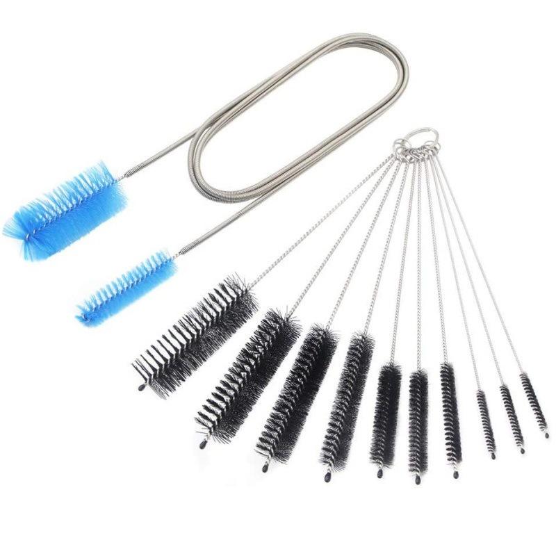 Stainless Steel U-Shaped Dual-Head Pipe Cleaning Brush, Nylon Spring Wire Brush for Carburetor and Aquarium Tube
