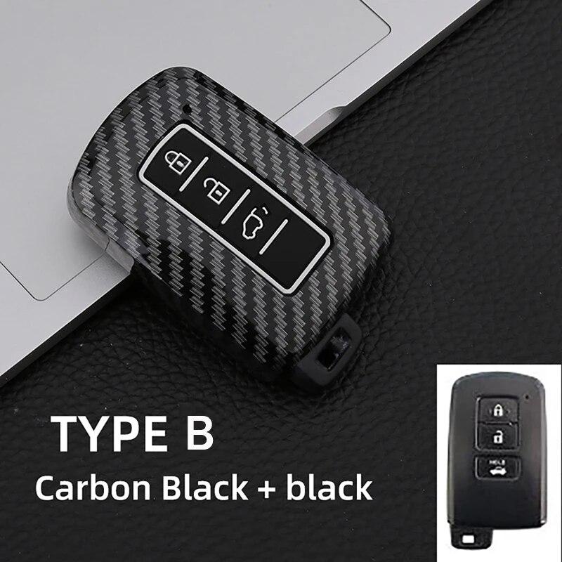 ABS Carbon Car Key Case For Toyota Prius CHR Aygo Corolla Yaris RAV4 Camry Land Cruiser Highlander Prado Auris Avalon Accessorie
