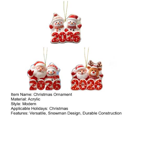 Christmas Ornament Snowman Santa Claus Deer Design Car Rear View Pendant