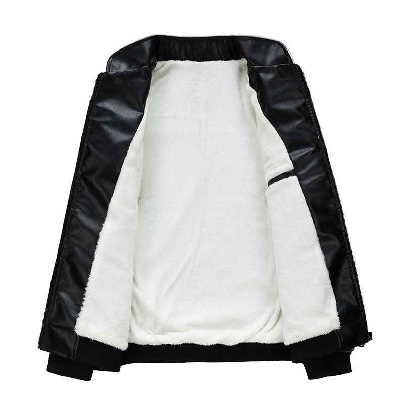 Giacca da uomo in pelle PU Autunno Nuova Giacca da Moto con Collo Rialzato Manica Lunga alla Moda di Nicchia Giacca Bicolore