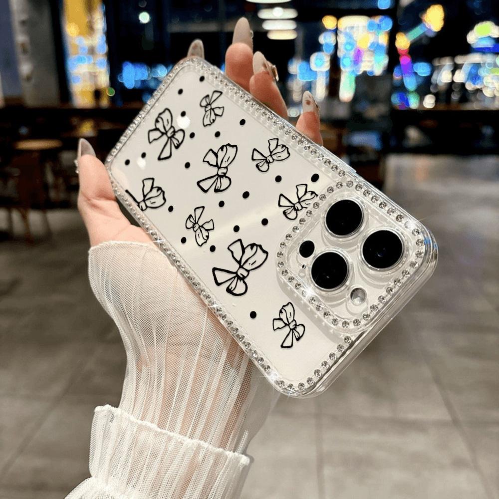 Bracelet Chain Phone Case For iPhone 17 16 15 13 14 for 17Air 17 12 14 16 Pro 17 14 16 Pro Max Sparking Diamond Cute Pattern Hard Cover With Lanyard