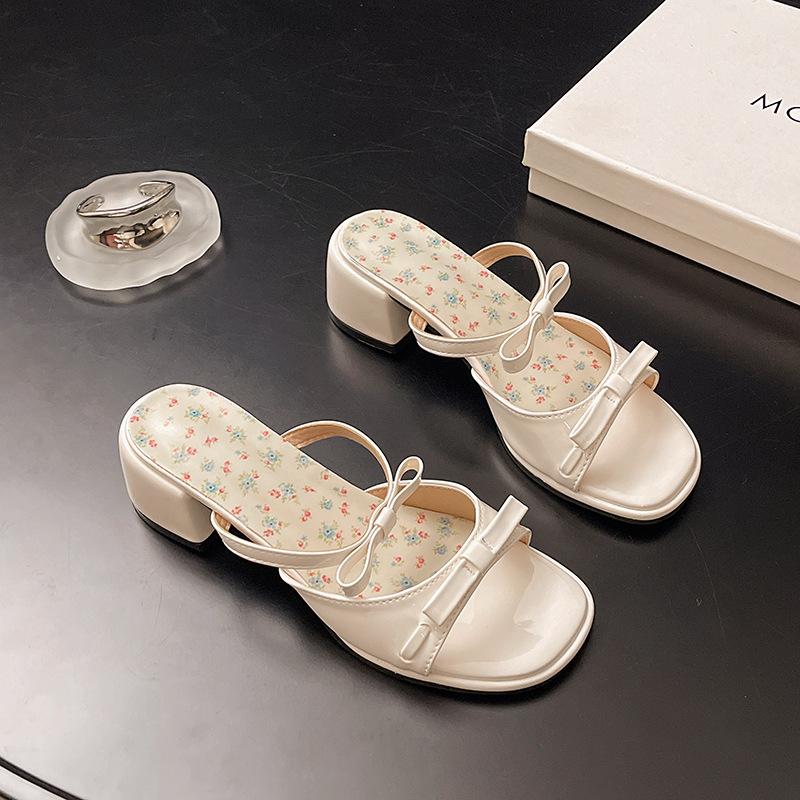 Beautiful Fish Mouth Cool Slippers Women's Summer Wear 2025 New Fashion Fairy Style with Skirt Thick Heel High Heels Women