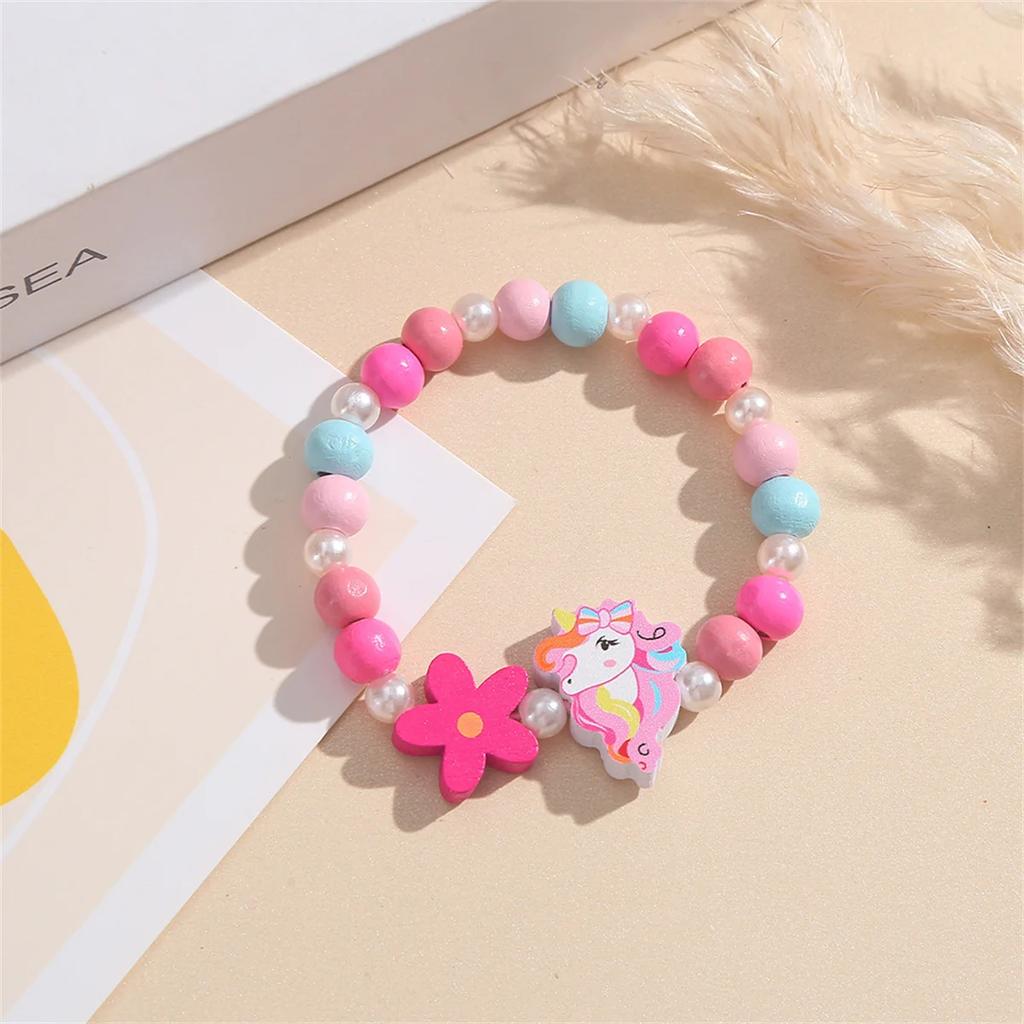 Flowers Fun Beads Cute Bracelet Cartoon Wooden Bracelets Best Friend Style Girls Star Moon Cloud Jewelry Accessories Trend