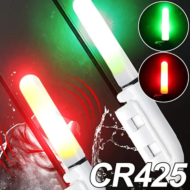 10Pcs Night Fishing Rod Tip Lights with 10Pcs CR425 Batteries LED Glow Stick Bite Alarm Indicator Light for 1.8-2.7mm Rod Tip