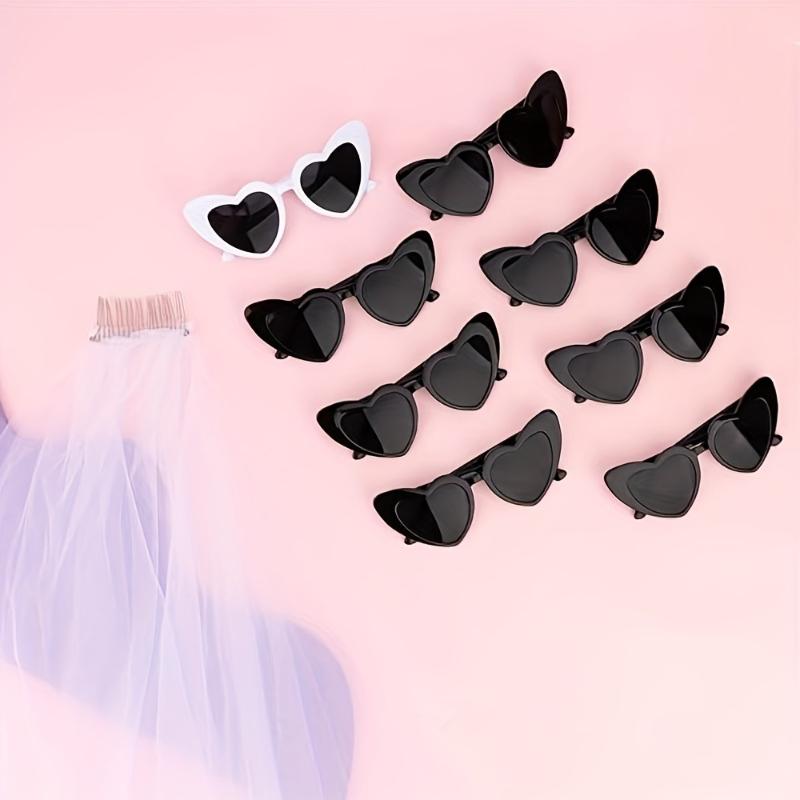 8 STÜCK Brautjungfern- und Brautparty-Brillen Herzförmiger Rahmen Perfekt für Single-Partys Hochzeitsfeiern