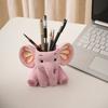Elefant Pennhållare Söt Skrivbords Pennhållare Multifunktionell Harts Pennhållare för Barn Tonåringar Kontor Skolmaterial