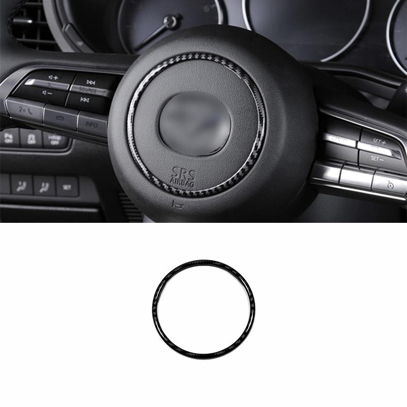 Car Steering Wheel Button Frame Cover Trim Sticker ABS Carbon Fibre Styling for Mazda CX-30 Interior