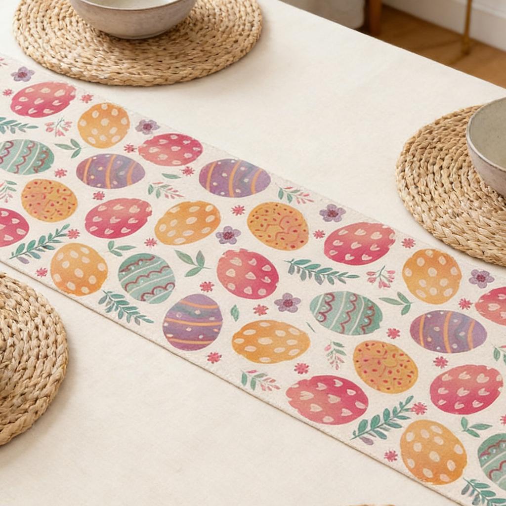 Frohe Ostern Tischläufer Frühling Ostereier Dekoration Haus Esszimmer Küche Tischdekoration