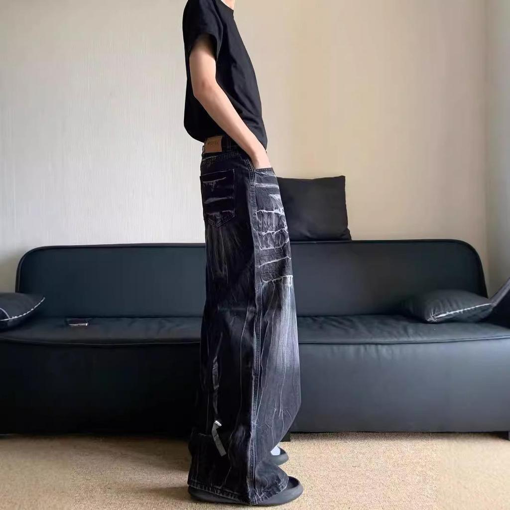 2024 Herren-Jeans im amerikanischen Stil, trendig, locker und gerade geschnitten