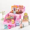 Cute Plastic Rabbit Toy Foldable Bunny House Figurine Playset, Interactive Toddlers Pet Kit Toy, Educational Pretend Role Play F