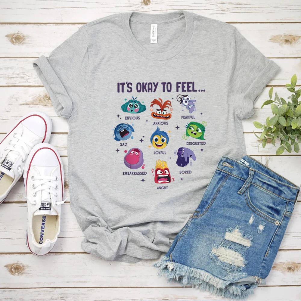 Inside Out 2 It's Okay To Feel All The Feels Tshirt Mental Health Shirt Inclusion Speech Therapy BCBA Tee Cute Short Sleeves Top