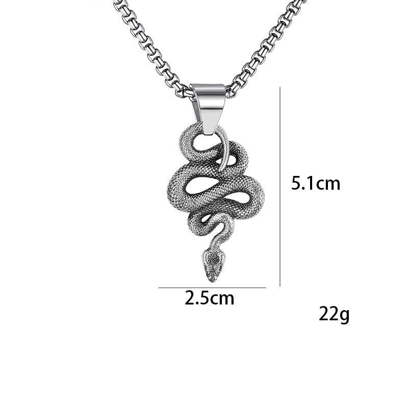 Hip-Hop Zodiac Year of the Snake Pendant: Cobra King Necklace for Men & Women - Stainless Steel Animal Jewelry
