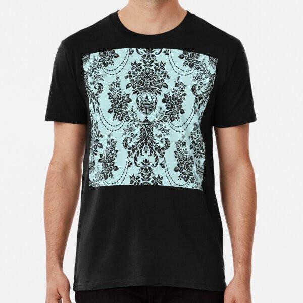 

Geometric Blue and Bblack Damask Abstract Beau S to 5XL Made in the AU/USA T-Shirt 3XL