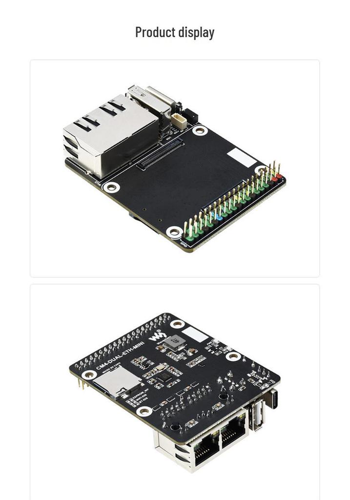 Weisnow CM4 Dual Gigabit Ethernet Mini Expansion Board for Raspberry Pi