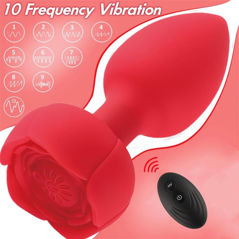 Anal Butt Plug Vibrator Flashing Light Prostate Massager for Men Gay Rose G-Spot Anal Vibrator Adults Sex Toys Remote Control