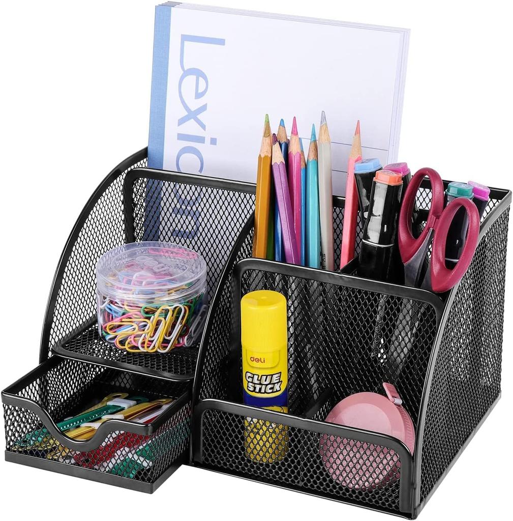 hengshao Desk Organizer, Pen Holder, Desk Storage, Tabletop Stationery Storage, Metal Mesh Drawer, Remote Control Rack, Stationery Storage Case