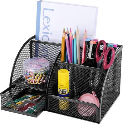 Organizador de Mesa Hengshao, Porta-Canetas, Armazenamento de Mesa, Armazenamento de Papelaria de Mesa, Gaveta de Malha Metálica, Suporte para Controles Remotos, Estojo de Armazenamento de Papelaria