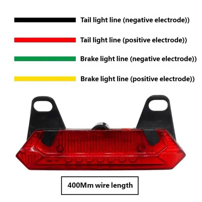 Rower Elektryczny Tylna Lampa Ostrzegawcza Wodoodporna LED Część do Motocykli Skuterów Łatwa Instalacja