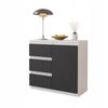 Chest of Drawers 80 Cm White Matt / Anthracite 3 Drawers 1 Door Shelf