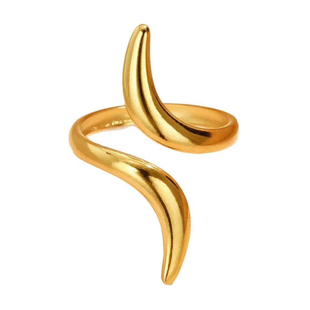 Adjustable 18K Gold Geometric Stainless Steel Ring