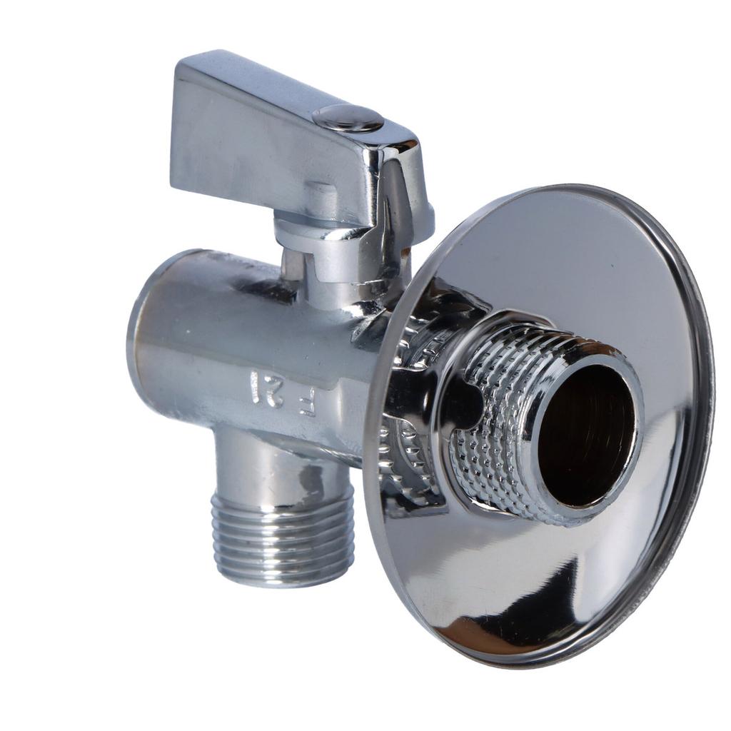 Angle Ball Valve 1/2"x3/8" with Rosette and Filter, Metal Handle