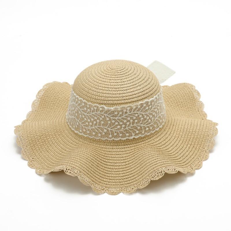 Lace Lace Straw Hat Women's Summer Outdoor Big Brim Sunscreen Hat Fashion Seaside Beach Shade Straw Hat